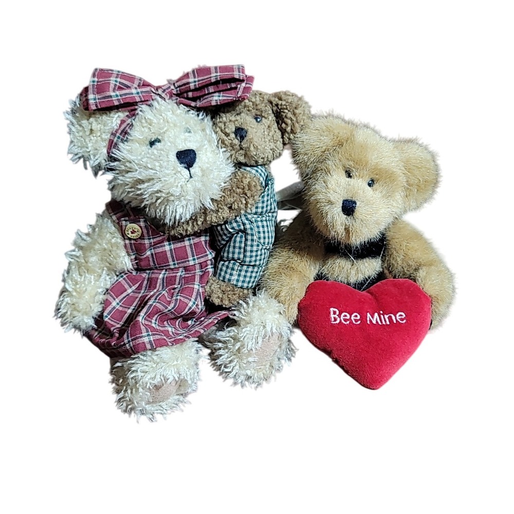Boyds‎ Bears "Bee Mine" Valentine Plush Collection Set of 3 With Tags